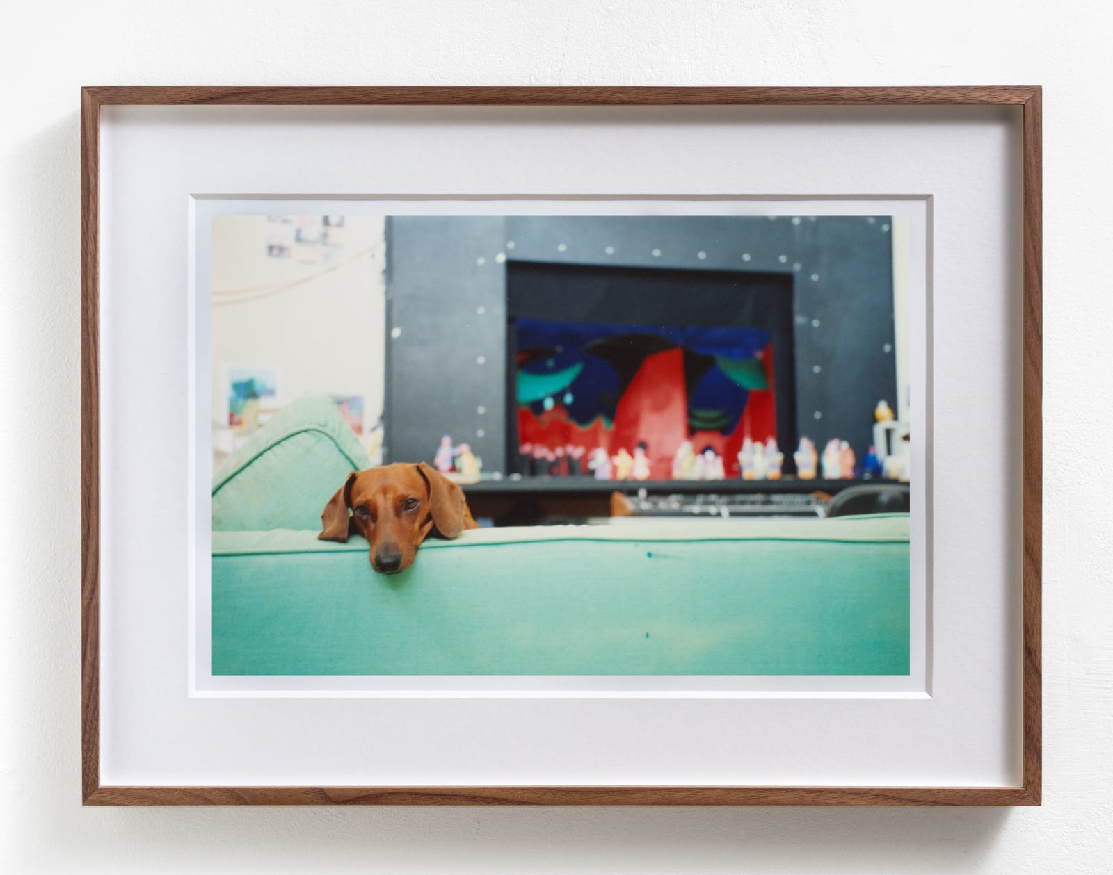 Kasmin, David Hockney's dachshund and his stageset model, Los Angeles, California, c.1991