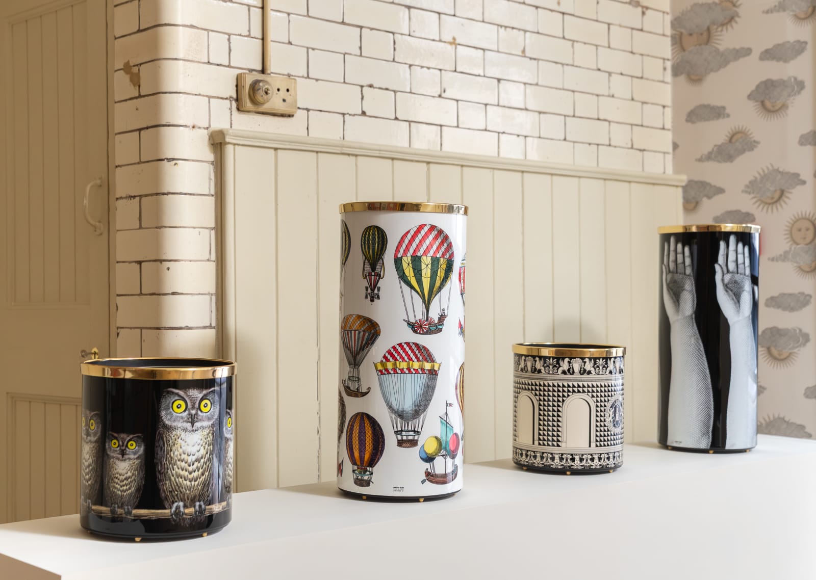 Fornasetti, Paper basket Civette, 1950s re-edition