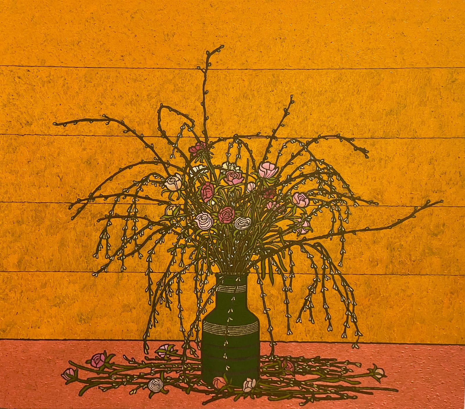 Stephen Chambers, Berlin Flowers (Green Glass Vase), 2025