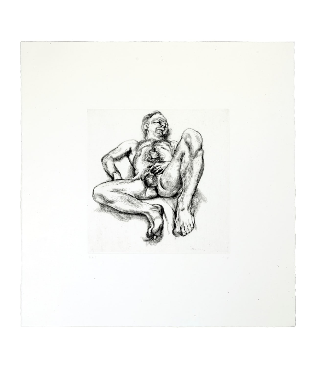 Lucian Freud, Naked Man on a Bed, 1990