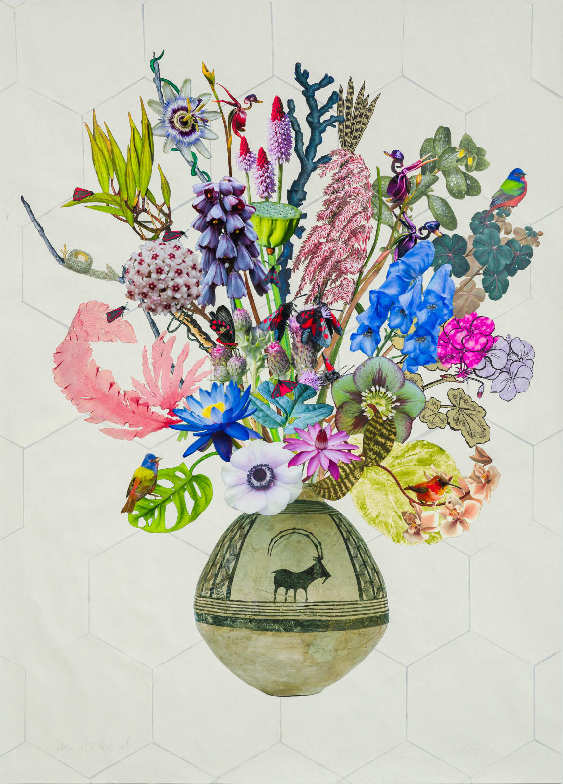 Jane Hammond, Persian Goat Vase with Lotus, Monkshood and Passion Flower, 2022