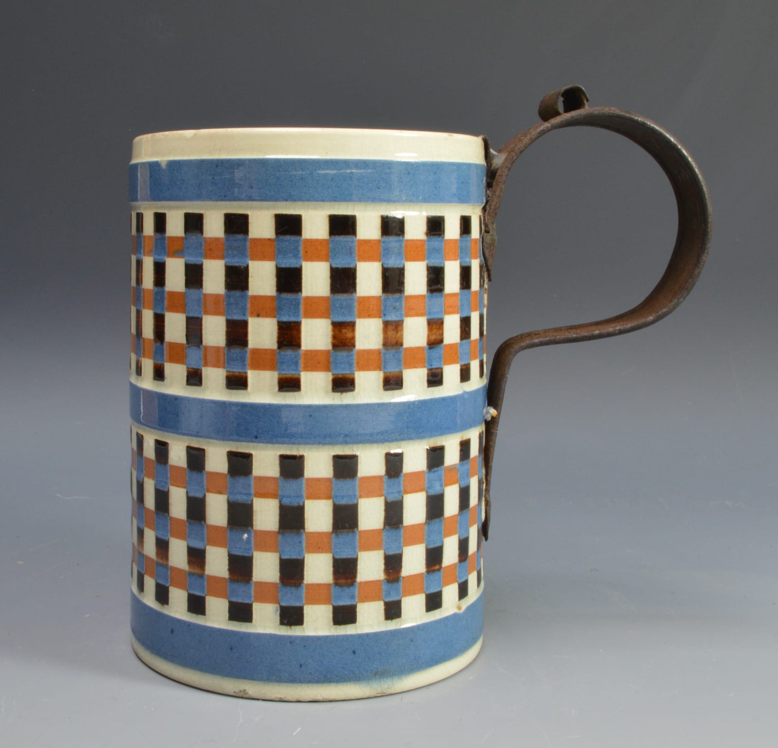 Unknown, Mochaware Mug with inlaid slip, 1820