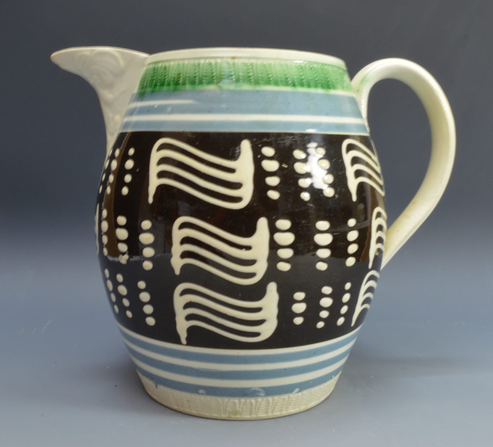 Unknown, Mochaware Jug with surface slip, 1820