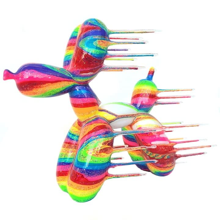 Josh Mayhem, Blown Away Balloon Dog - White Rainbow, 2022