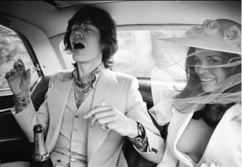 Patrick Lichfield, Mick and Bianca Jagger photographed after their Wedding in St Tropez, France, 1971