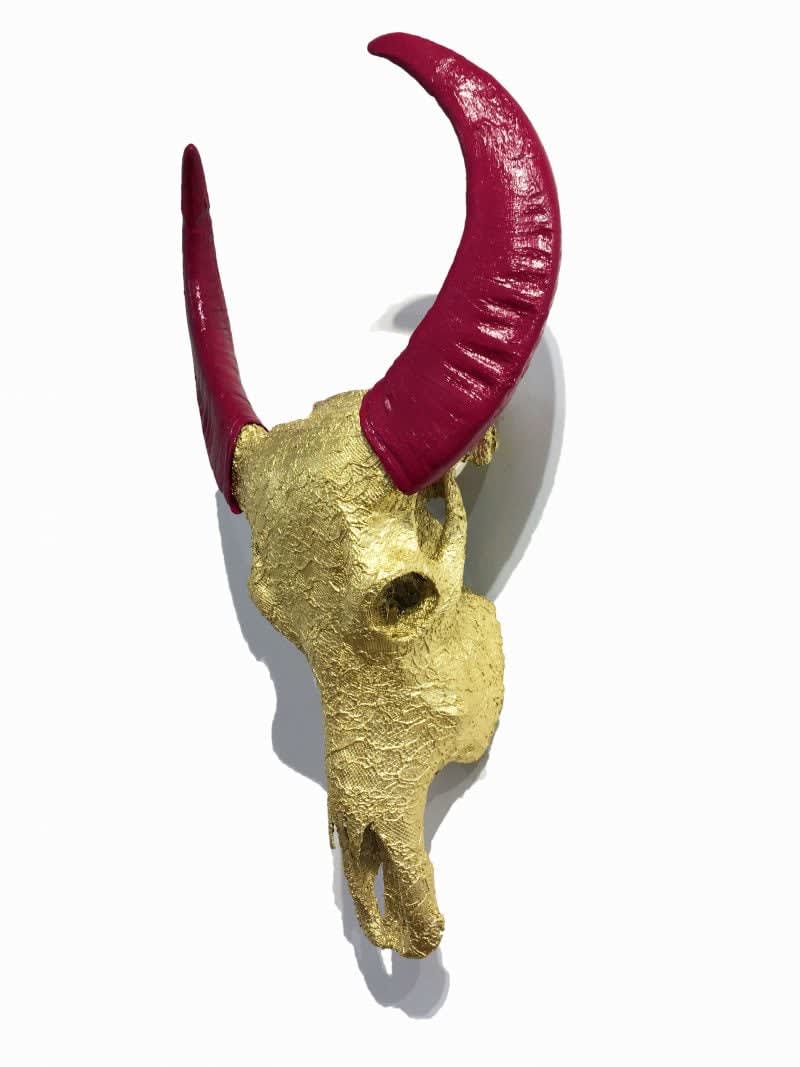 GOLD LACE WITH PLUM HORNS