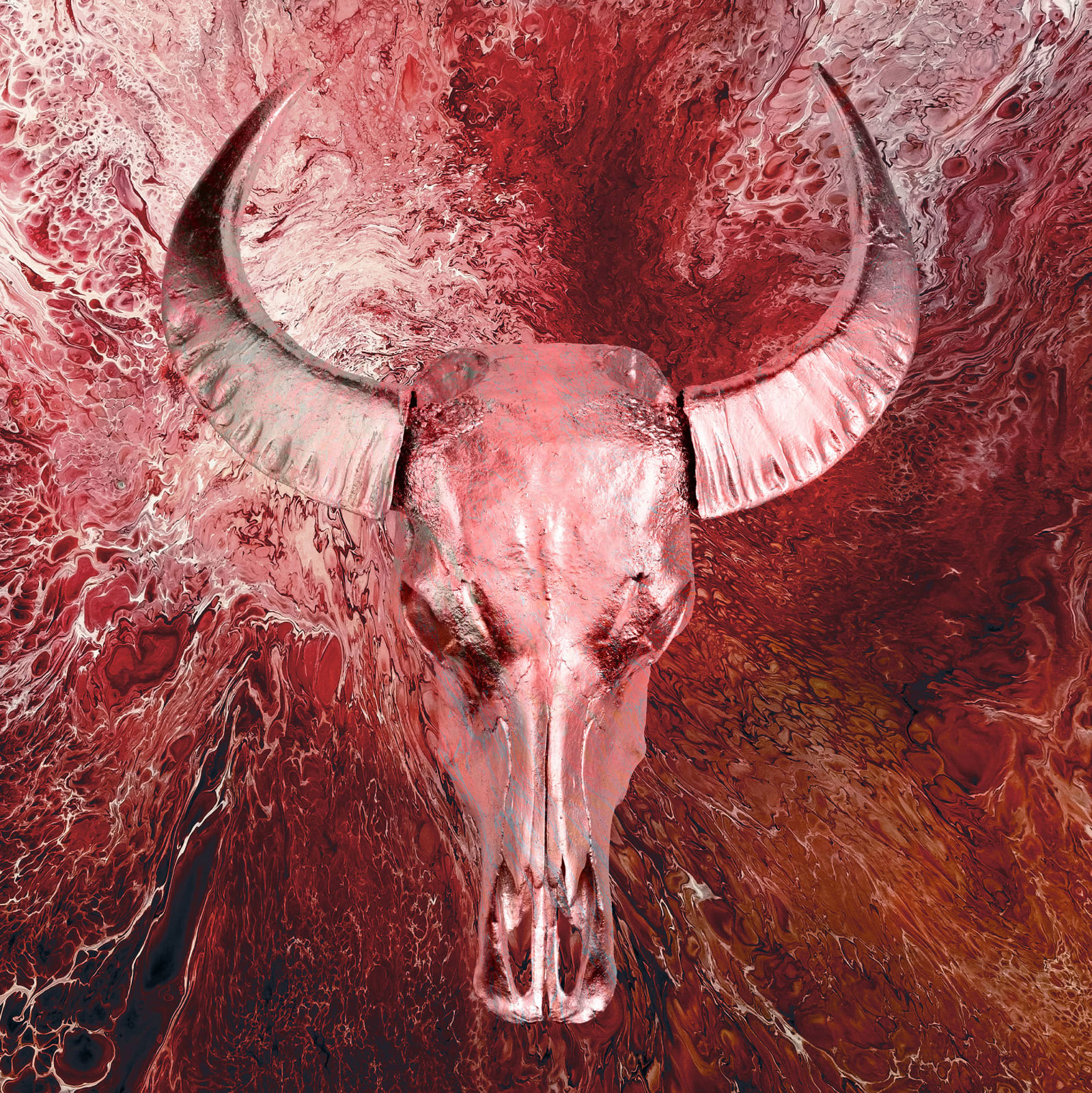 ANGELA MORRIS-WINMILL, Red Landscape Silver Skull