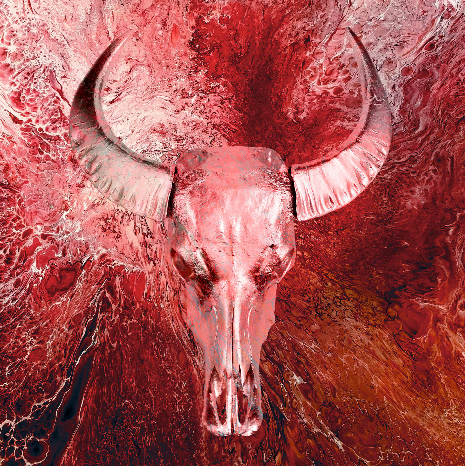 ANGELA MORRIS-WINMILL, Red Lanscape Silver Skull