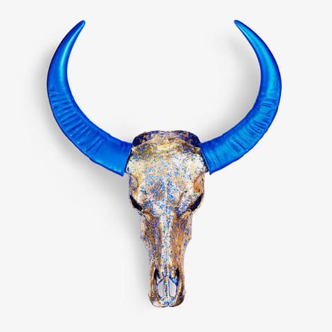 BLUE & GOLD WITH BLUE ON WHITE - SMALL