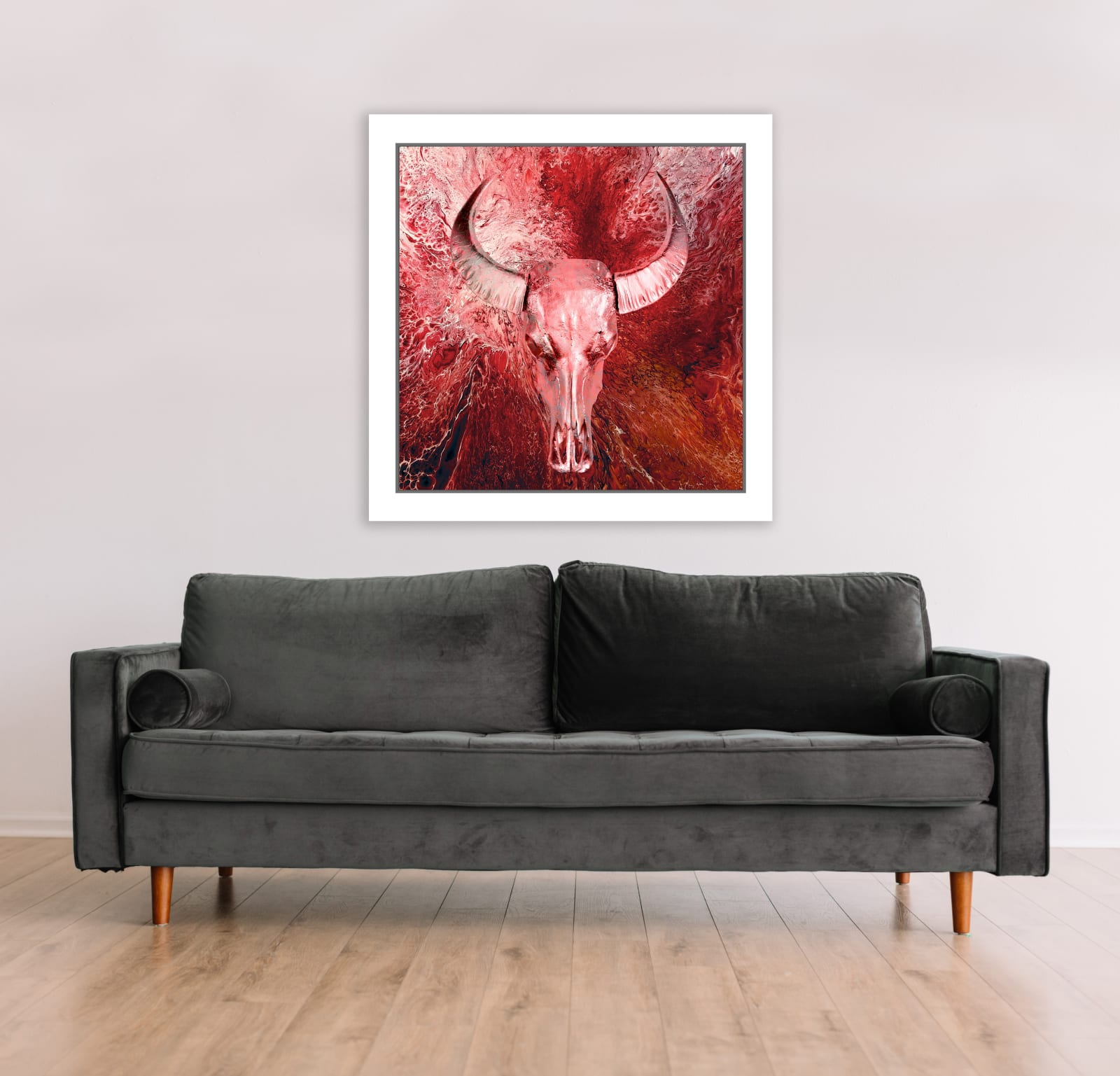 ANGELA MORRIS-WINMILL, Red Landscape Silver Skull