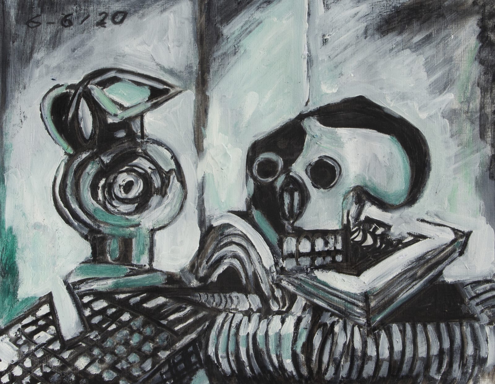 RICHARD GOWER, In The Manner Of Picasso, Skull, Jug & Book