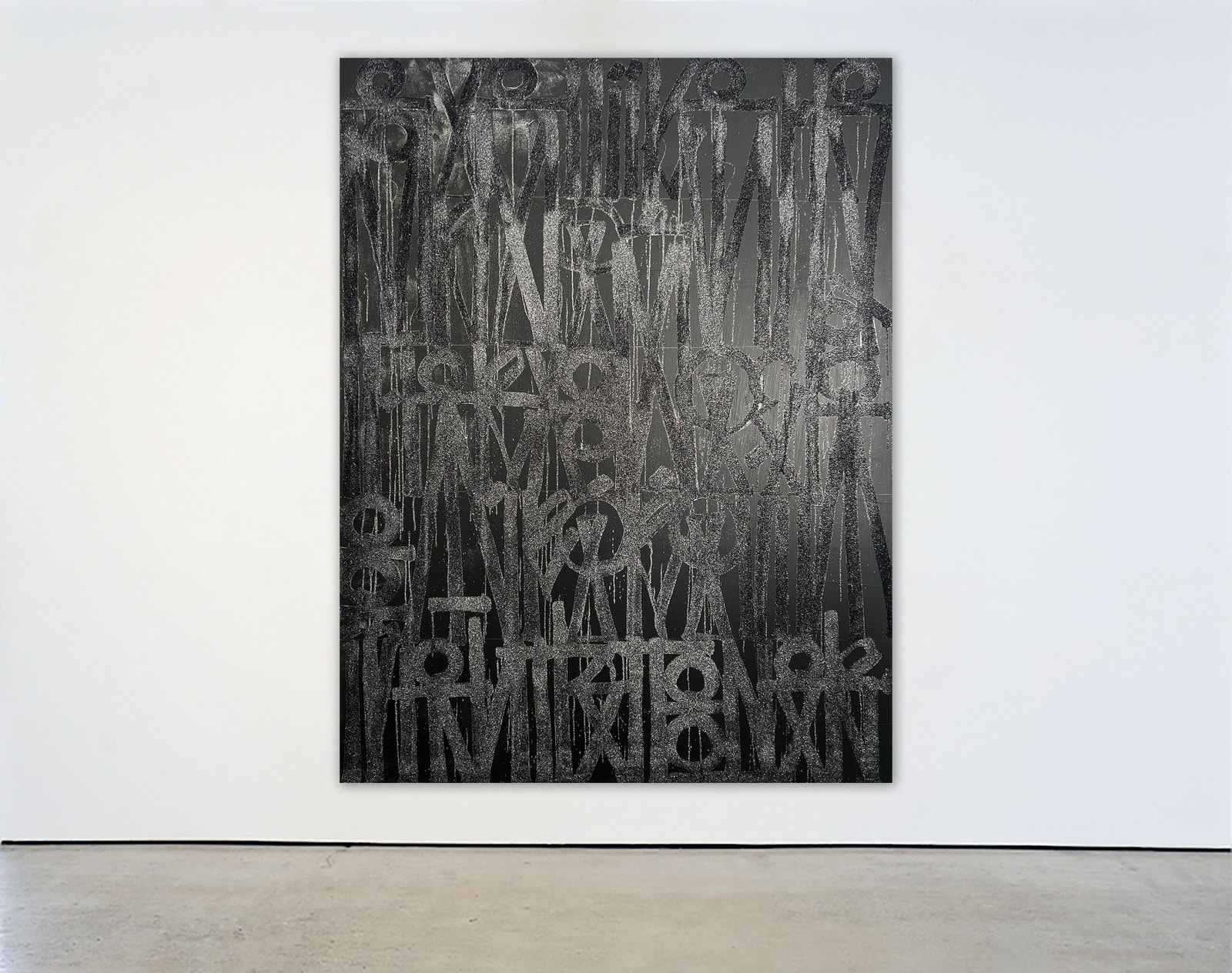 RETNA, Untitled (Silver & Black), 2025