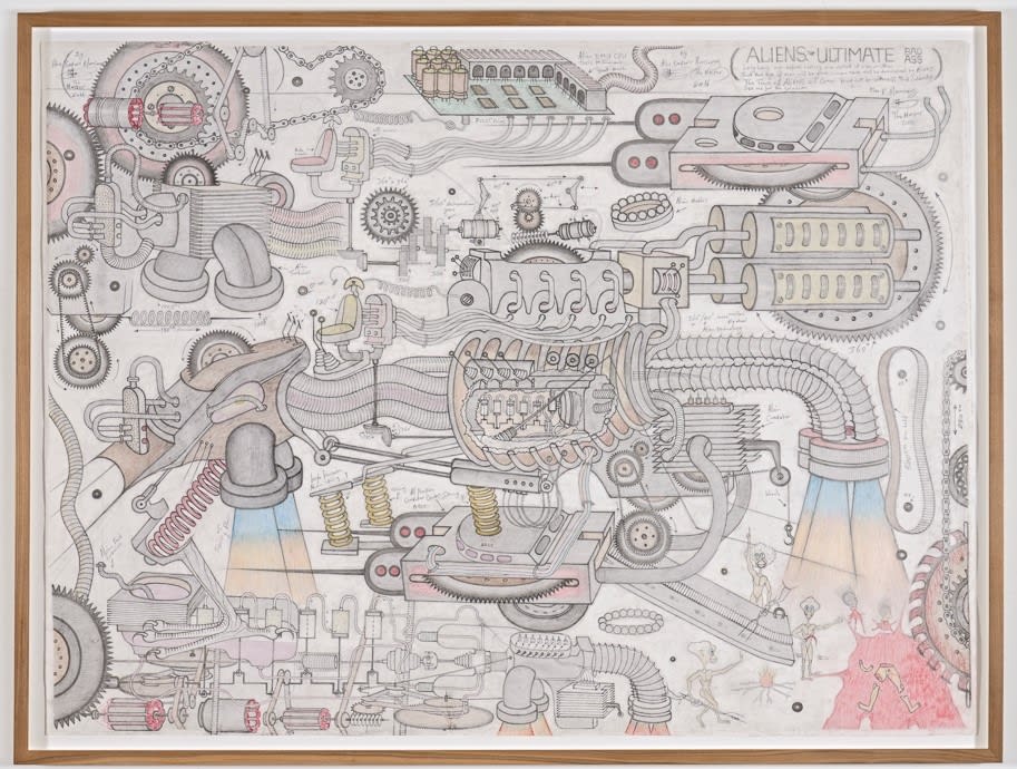 Abu Bakarr Mansaray Alien's Ultimate (Bad Ass) Crayons de couleurs et stylo bille sur papier 120 x 160 cm 47,2 x 62,9 in