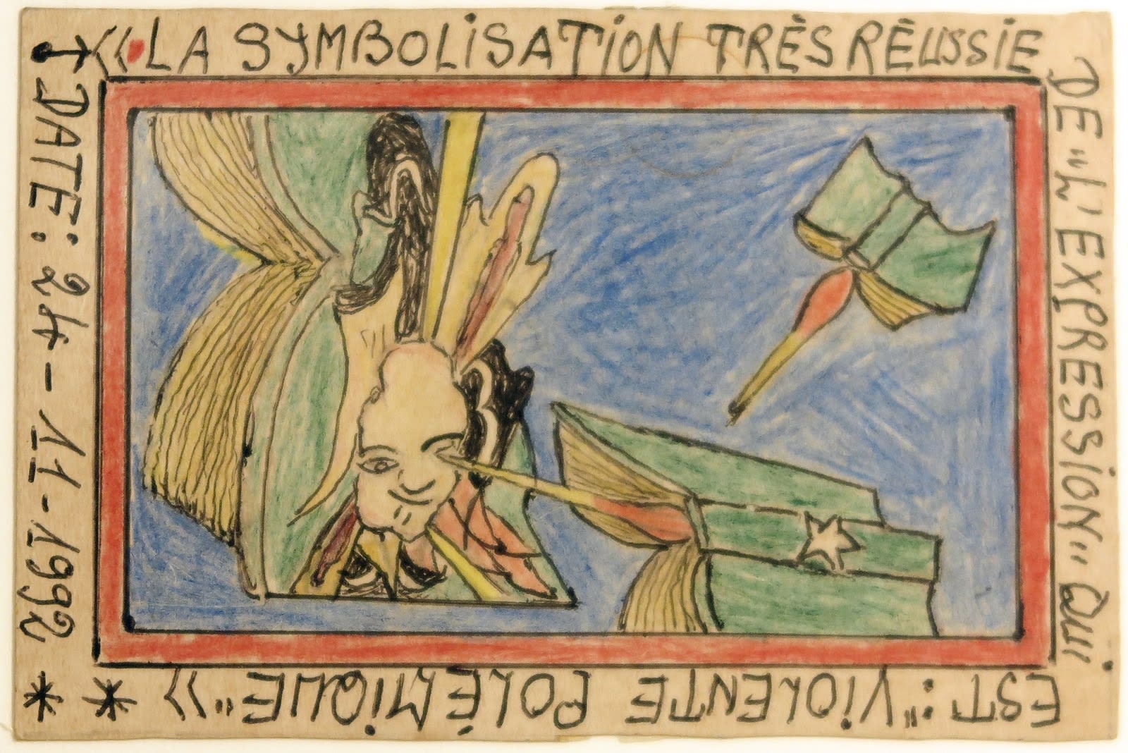 Frédéric Bruly Bouabré, La symbolisation très réussie de 'l'expression' qui est 'violente polémique'., 1992