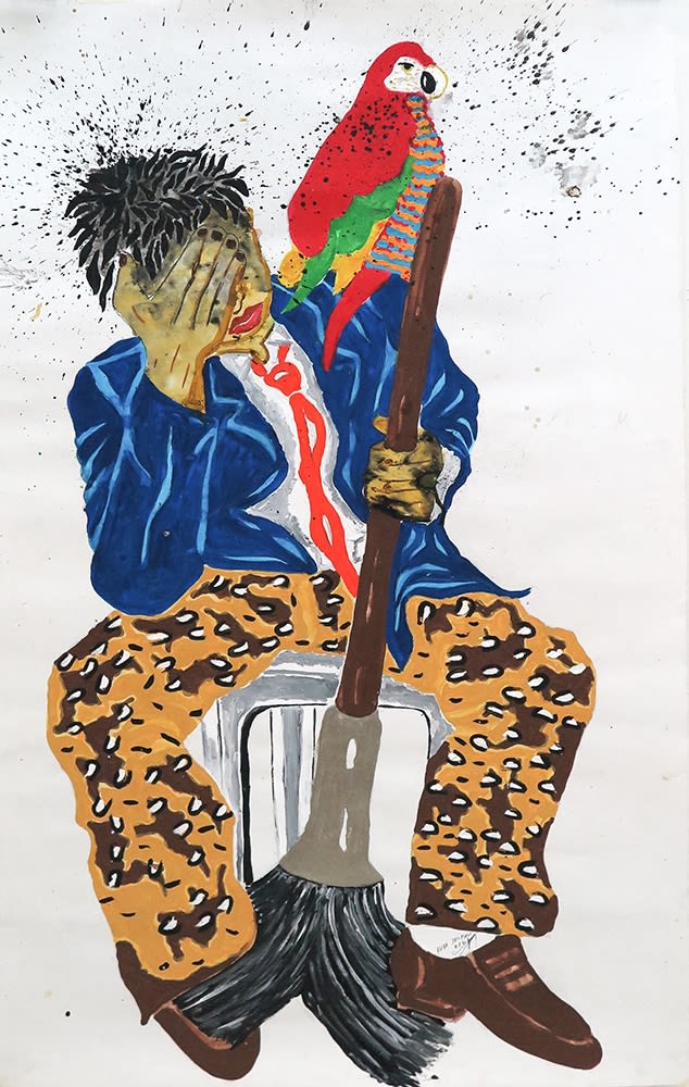 Kura Shomali Pauvre mais ... (version 2) Technique mixte, gouache, encre à dessin, poska, fusain, encre de chine sur papier canson 125 x 75 cm 49 x 30 in