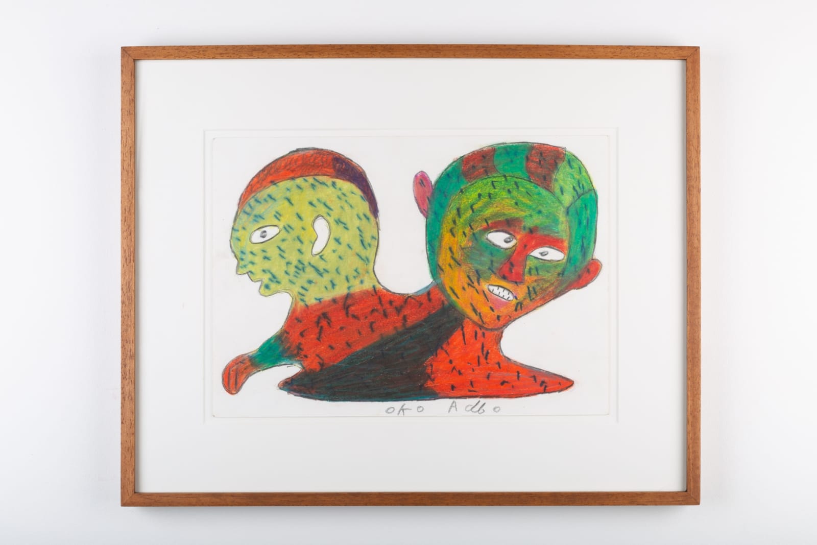 Ataa Oko Sans titre (deux têtes aux petits traits) Crayon et crayon de couleur sur papier 21 x 29,7 cm 8 17/64 x 11 11/16 inches