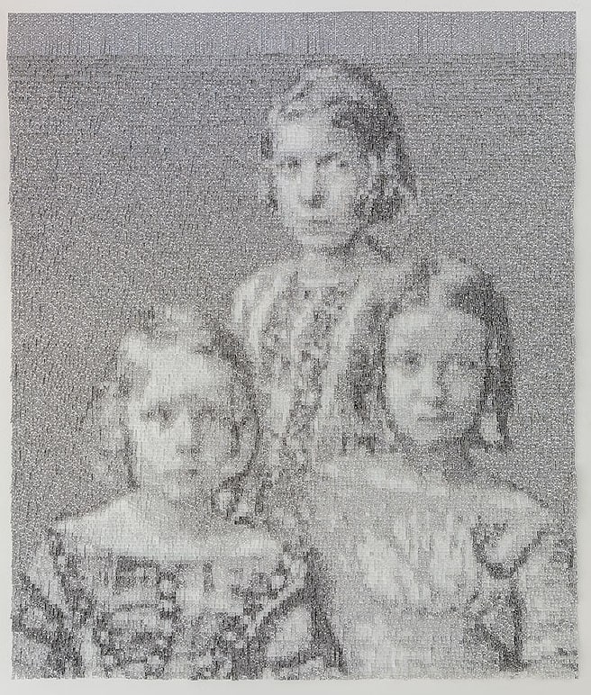 Nathalie Boutté Three young girls Papier japonais et encre 105 x 89 cm