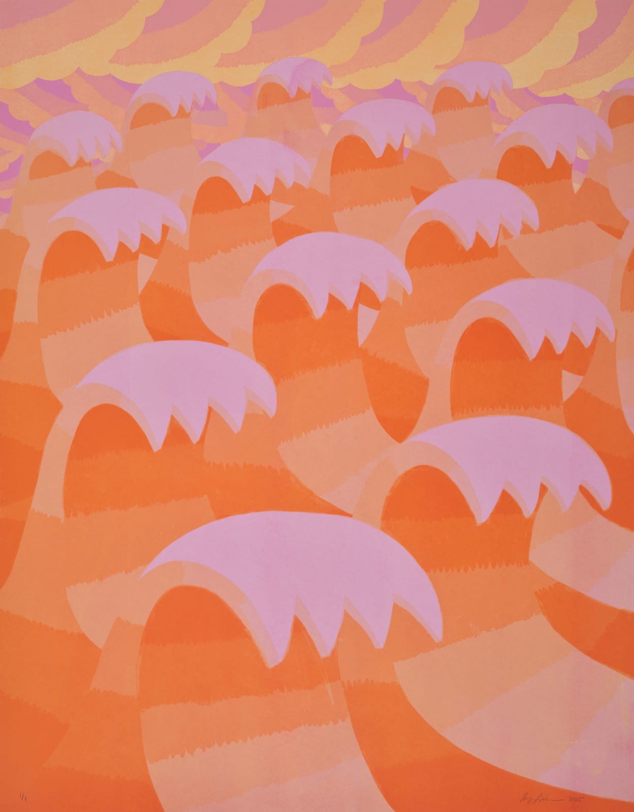 Amy Lincoln, Waves 17 (Orange and Pink), 2025