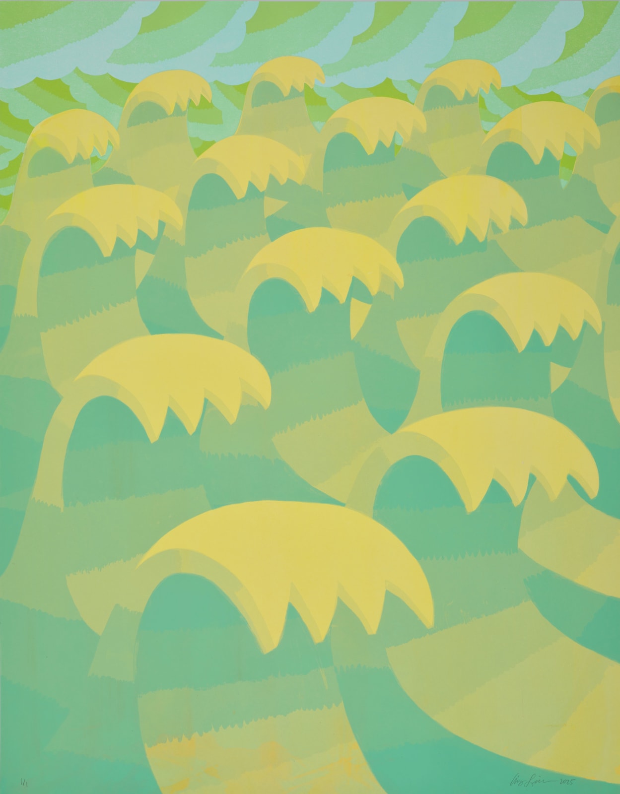 Amy Lincoln, Waves 18 (Gold and Green), 2025