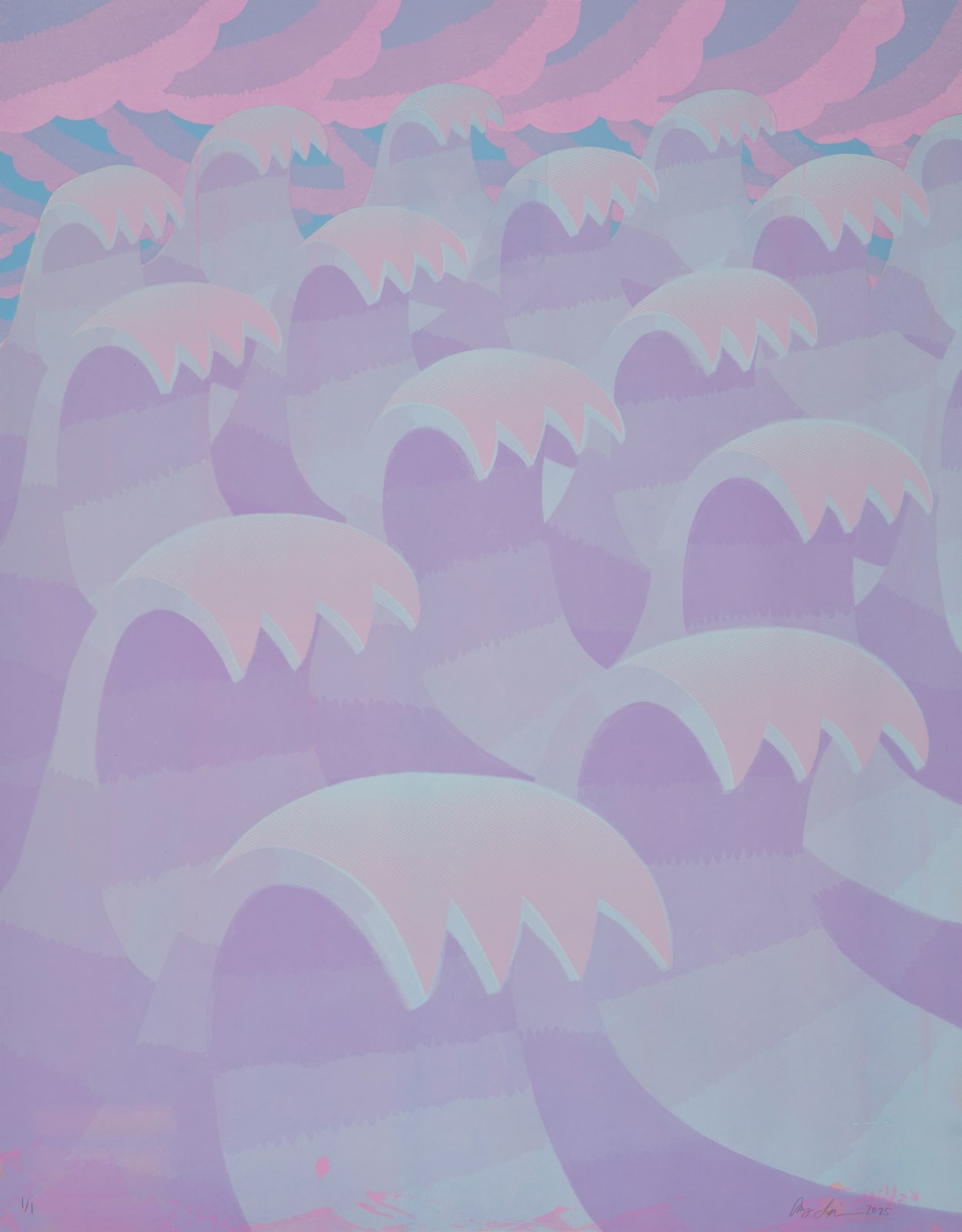 Amy Lincoln, Waves 13 (Lavender, Blue and Pink), 2025