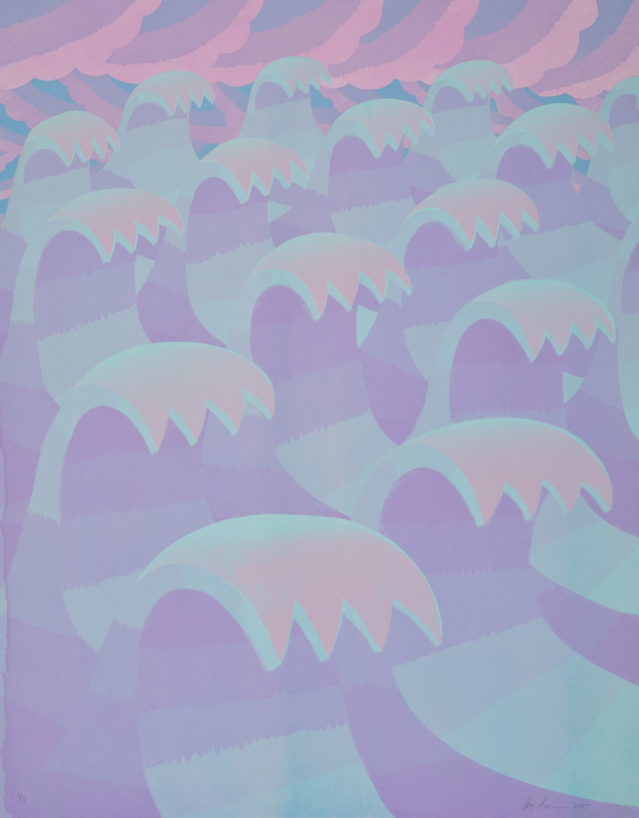 Amy Lincoln, Waves 15 (Lavender, Blue and Pink), 2025