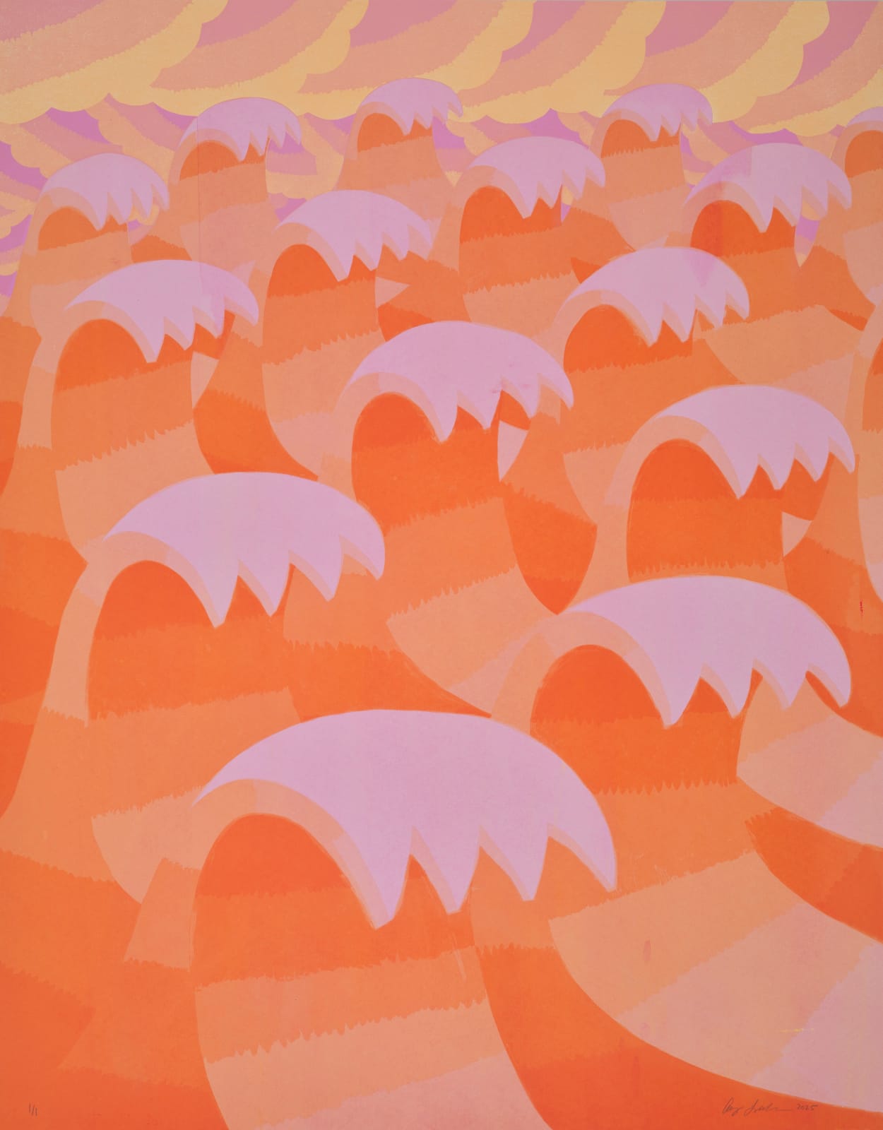Amy Lincoln, Waves 1 (Orange and Pink), 2025
