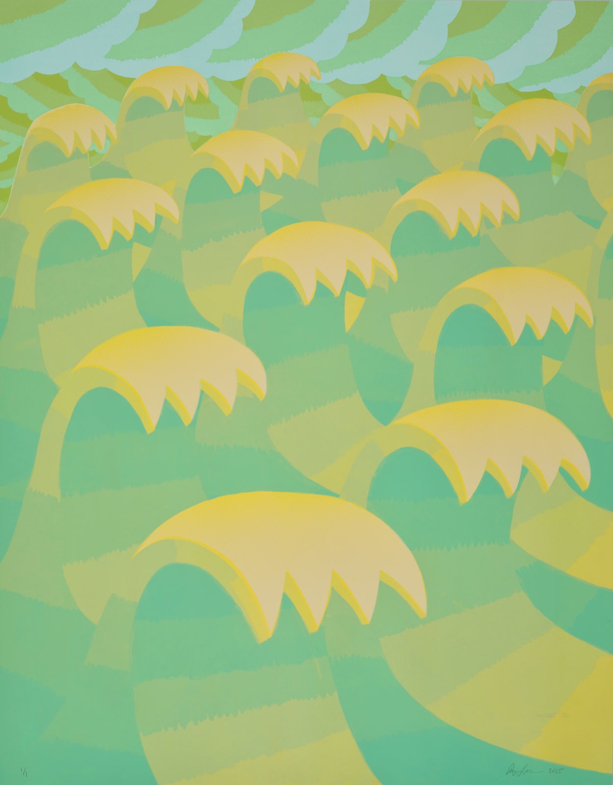 Amy Lincoln, Waves 8 (Yellow and Green), 2025