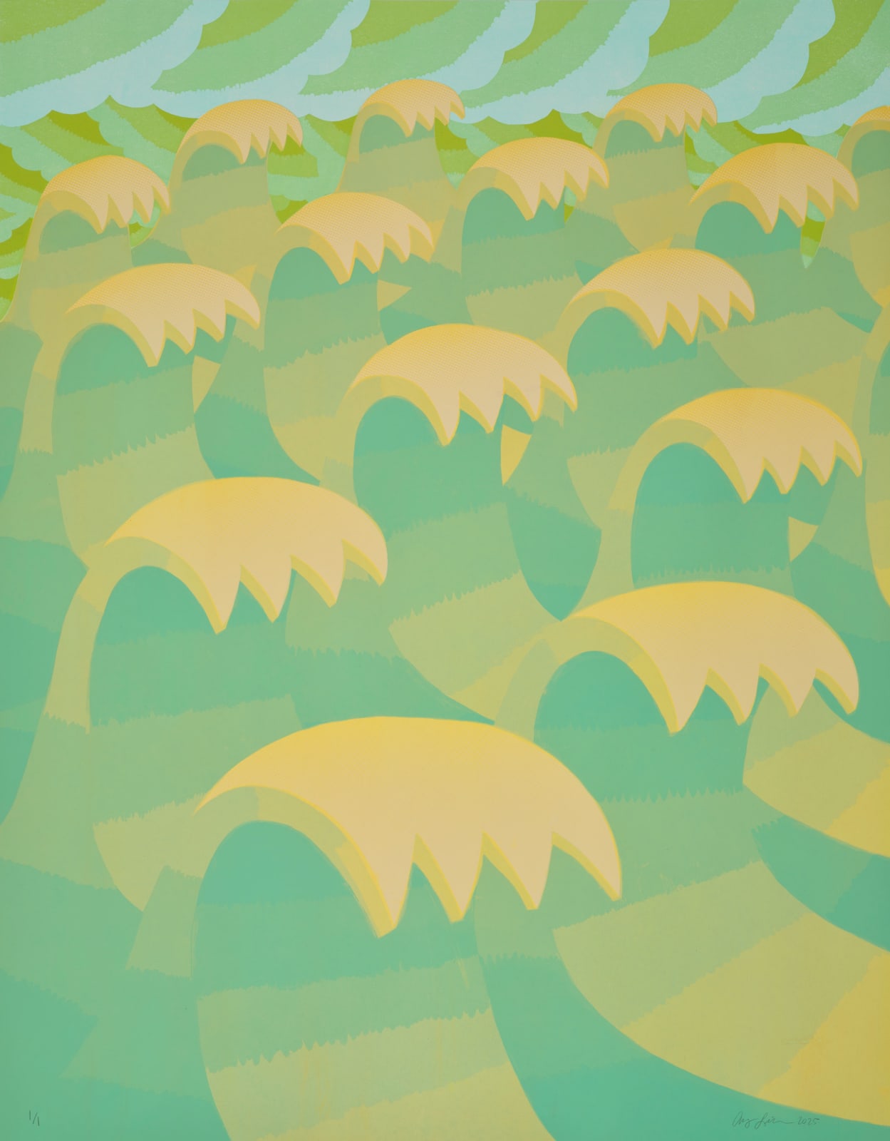 Amy Lincoln, Waves 9 (Gold and Green), 2025