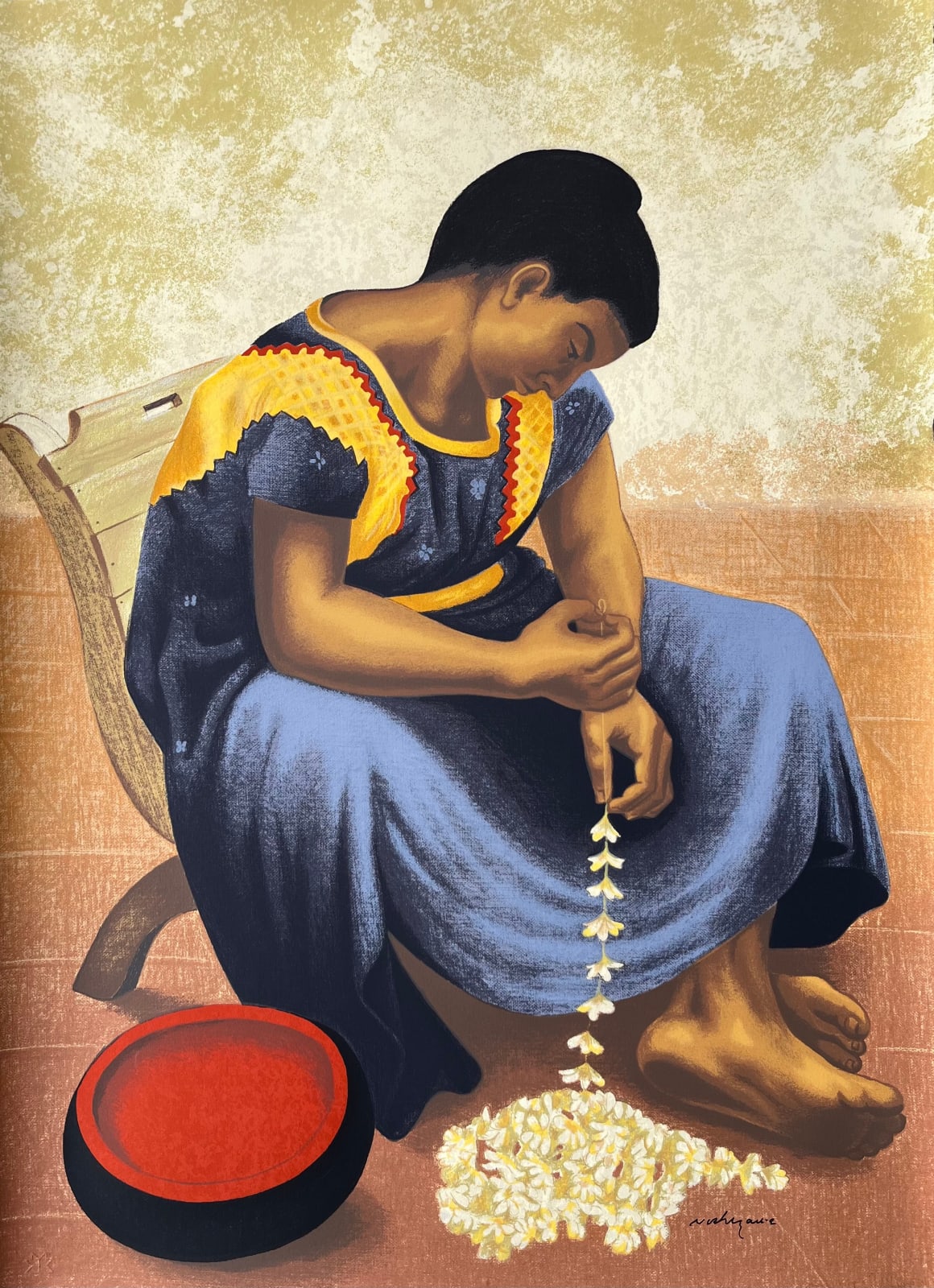 Luis Nishizawa, "Enhilando flores", 1994