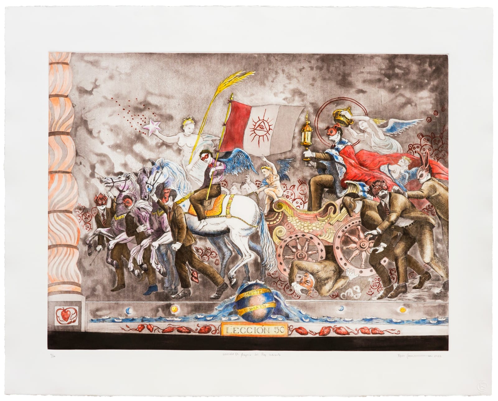 Rocío Caballero, "Lección 50: alegoría del rey indolente" (Colores), 2022