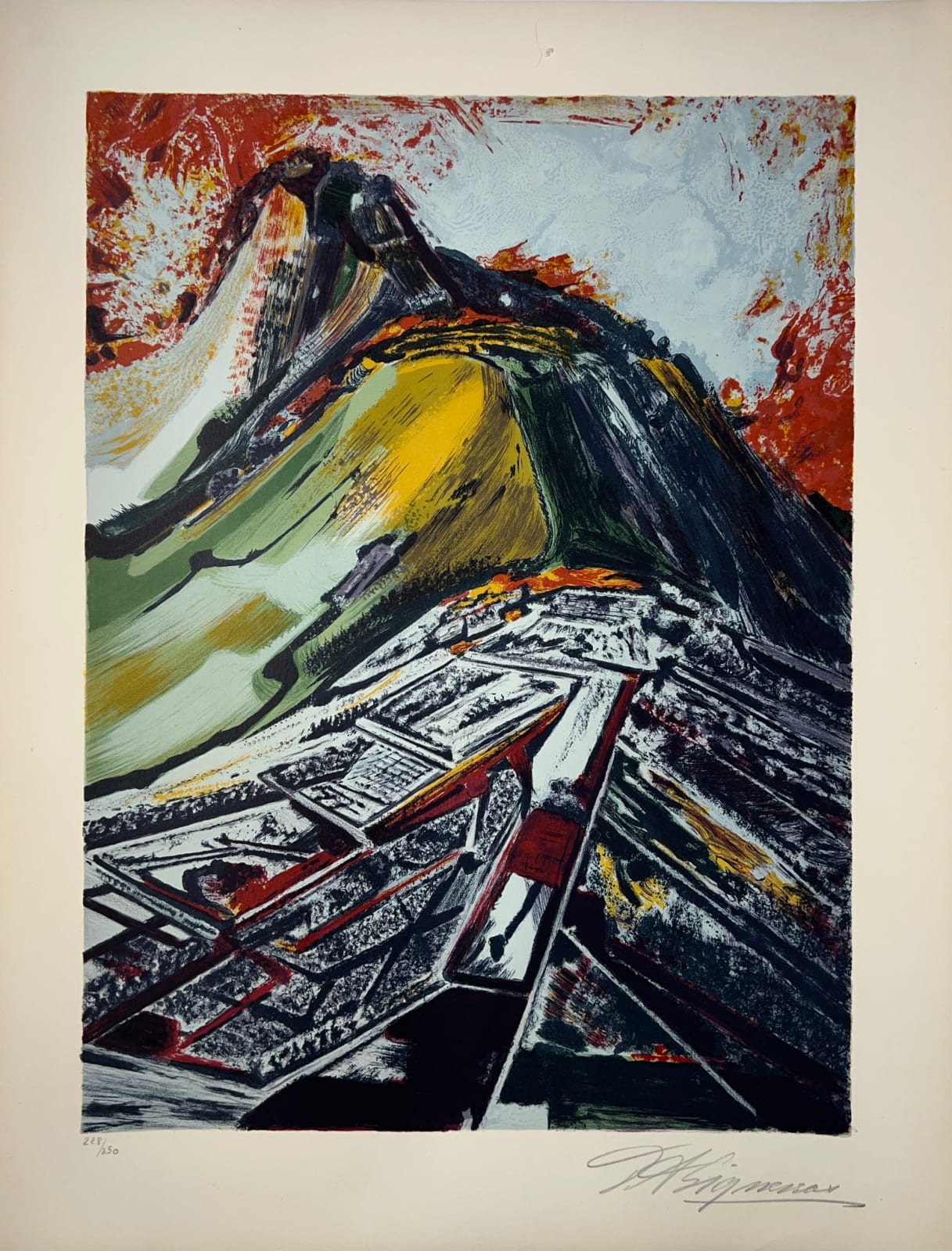David Alfaro Siqueiros, "Vista aérea", de la carpeta Mountain Suite, 1969