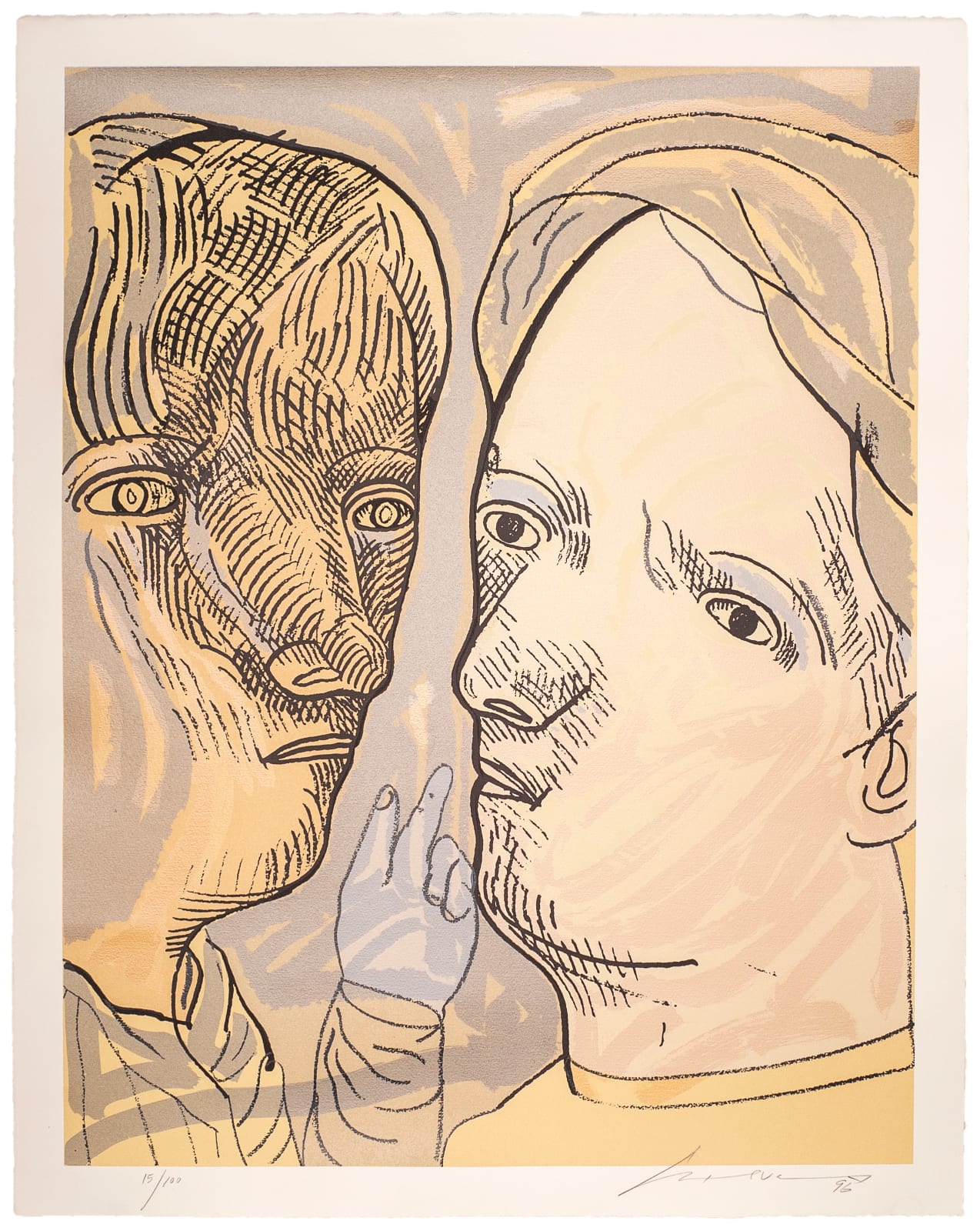 José Luis Cuevas, "Personajes con mano", 1996