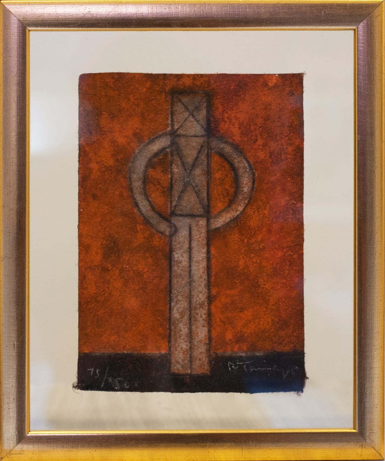 Rufino Tamayo, "Hombre con fondo naranja", 1982