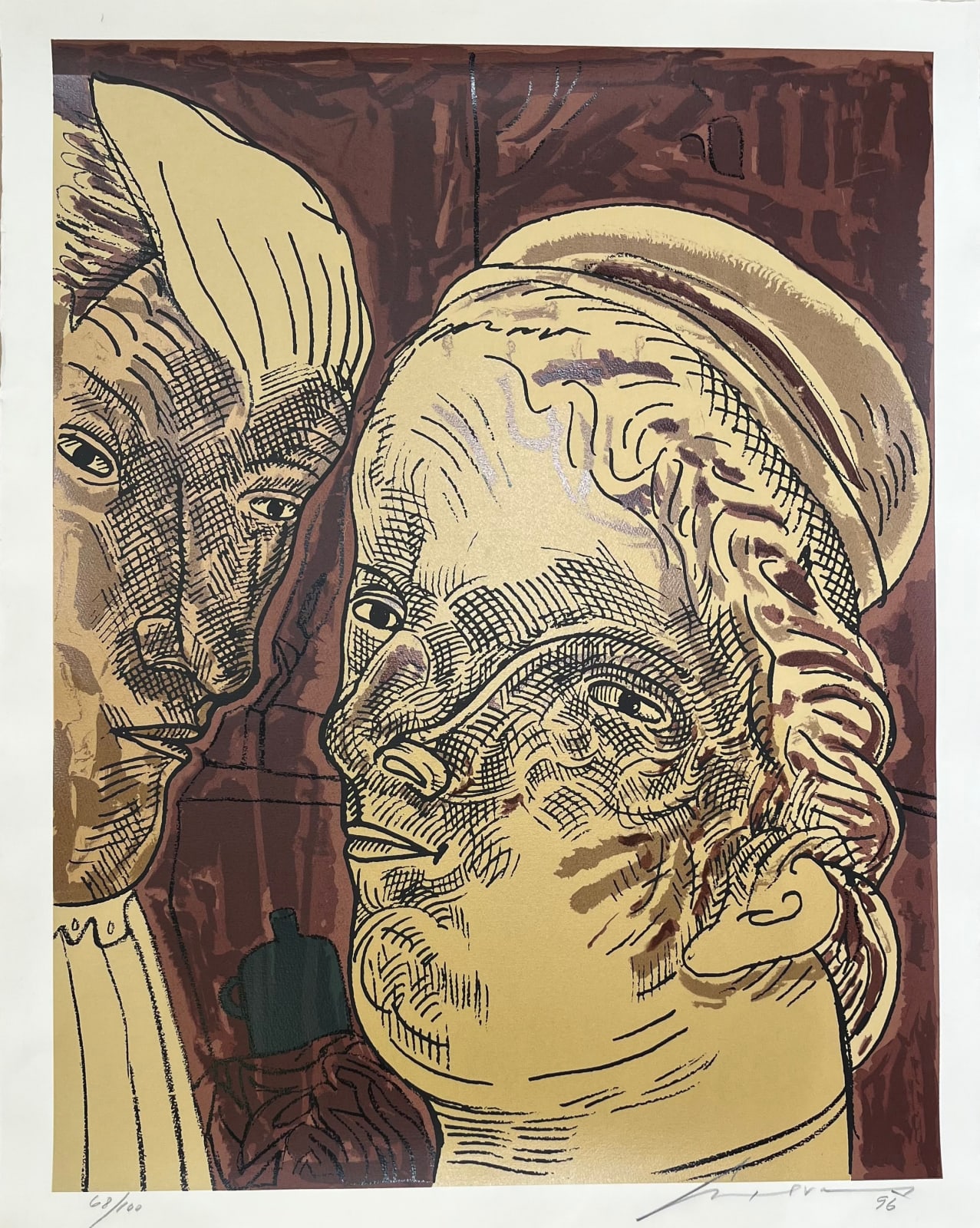 José Luis Cuevas, "Personajes con botella", 1996