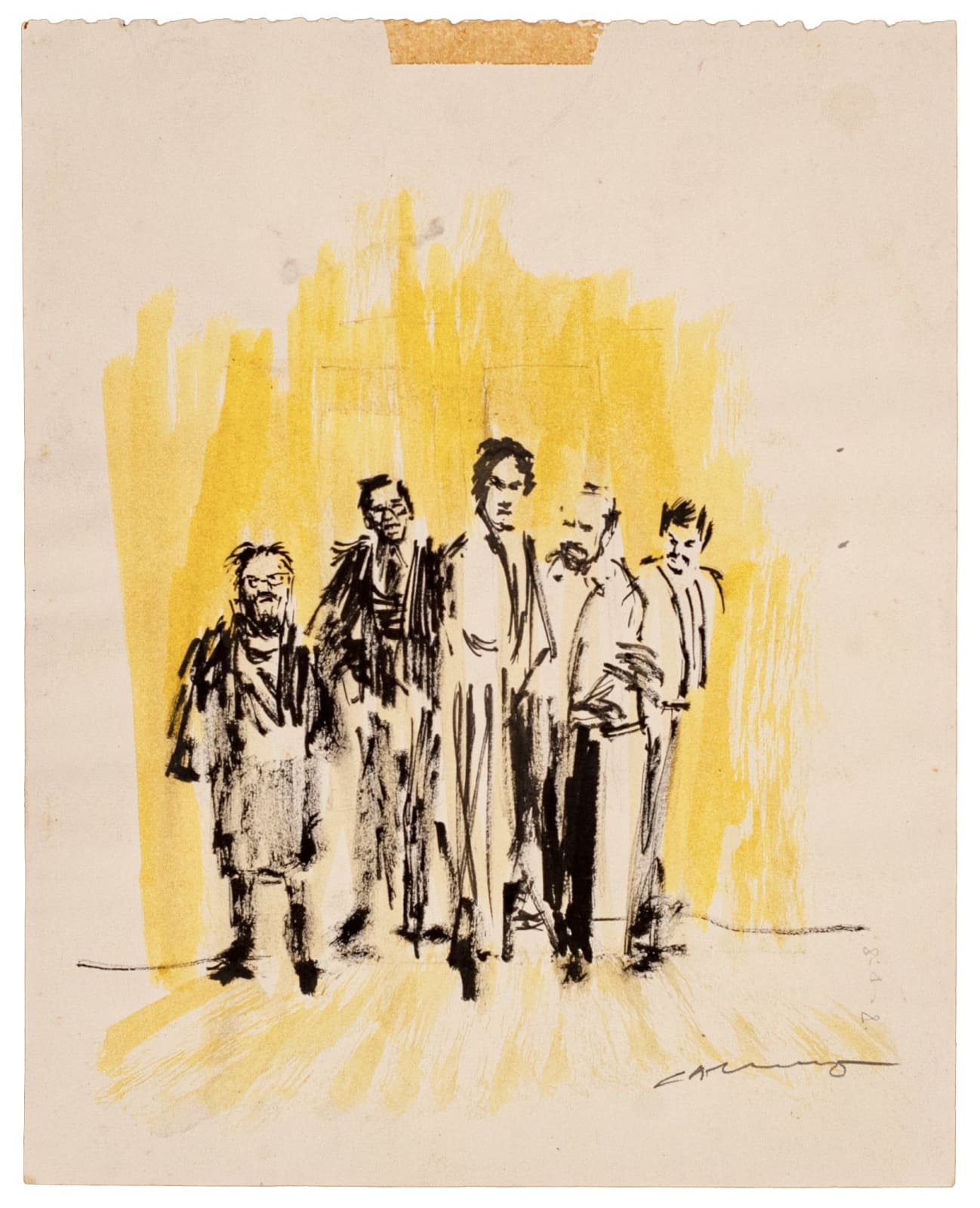 Rafael Cauduro, "Cinco hombres tinta amarilla"