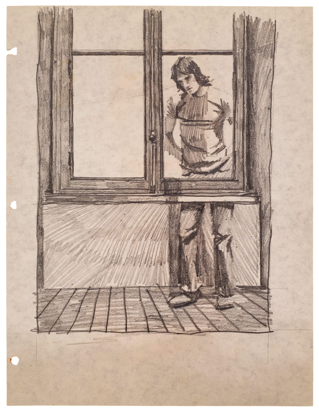 Rafael Cauduro, Boceto 02 "La ventana vieja y el jóven", 1981