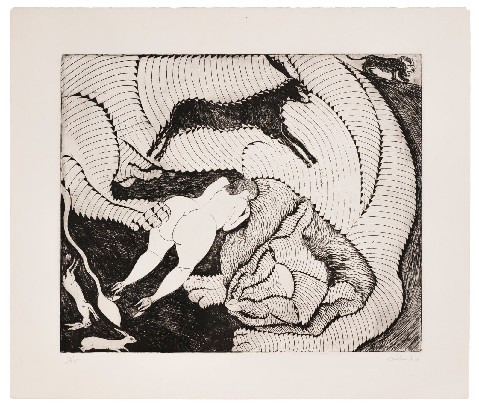 Francisco Toledo, "Nahual y mujer", ca. 1980