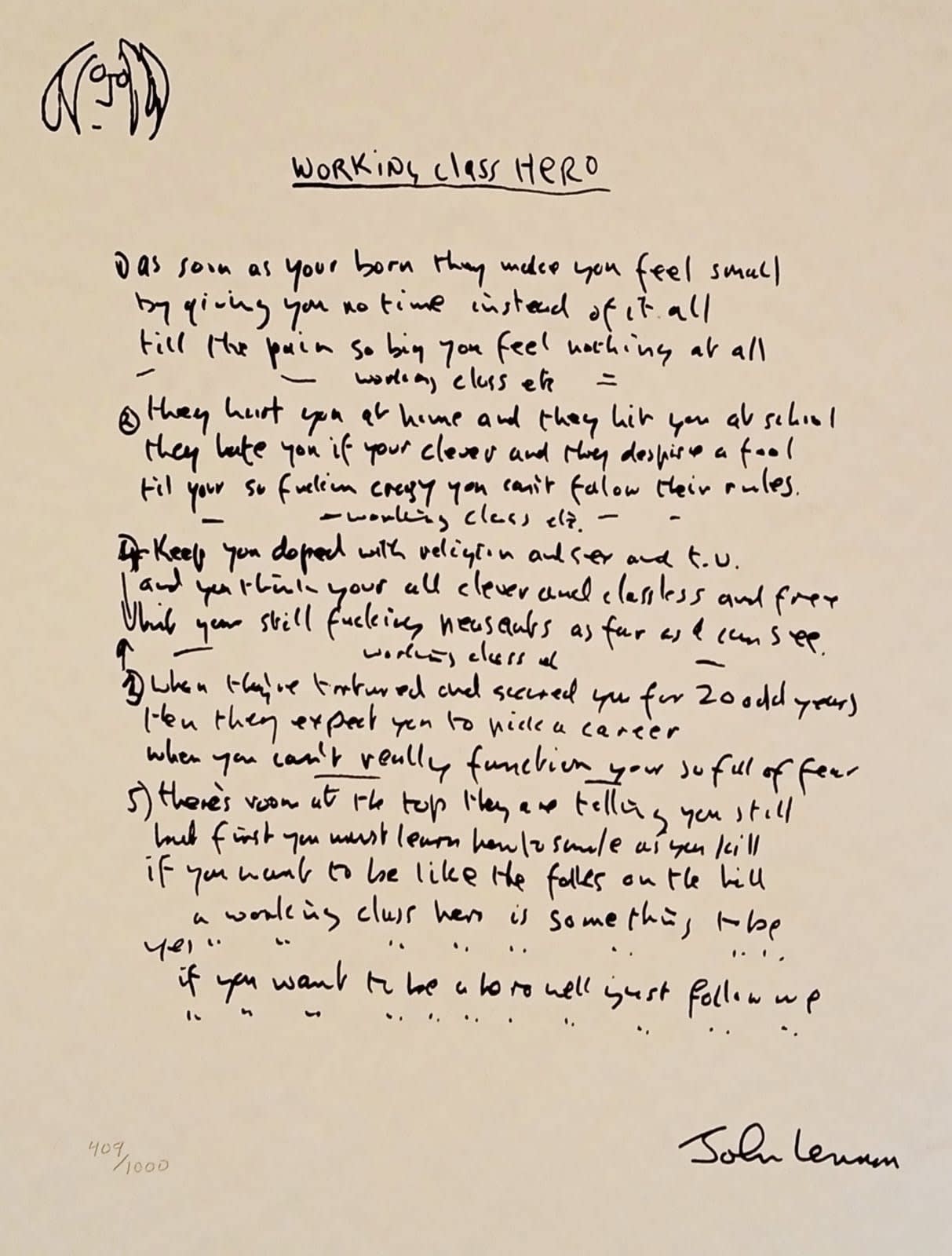 John Lennon & Yoko Ono, "Working Class Hero", 2002