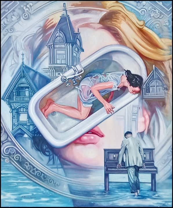 Enrique Monraz, "Escuchando un maravilloso piano a la orilla del mar", 2021
