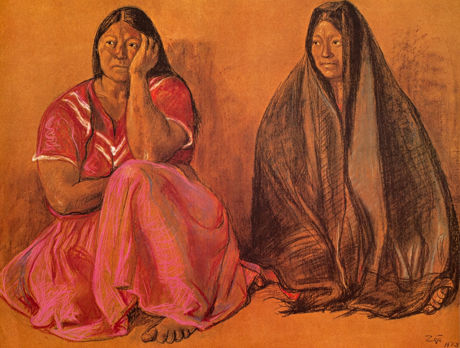 Francisco Zúñiga, "Mujeres con rebozo", 1973
