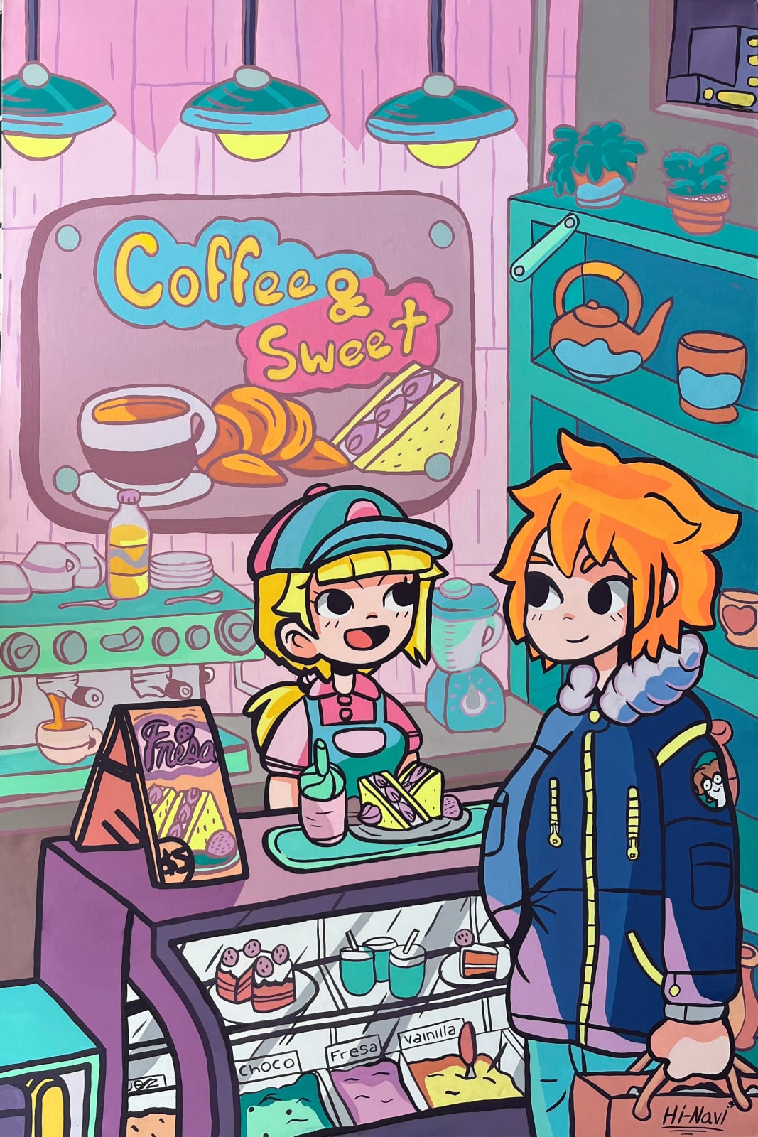 Hi Navi, "Tarde en el café", 2023