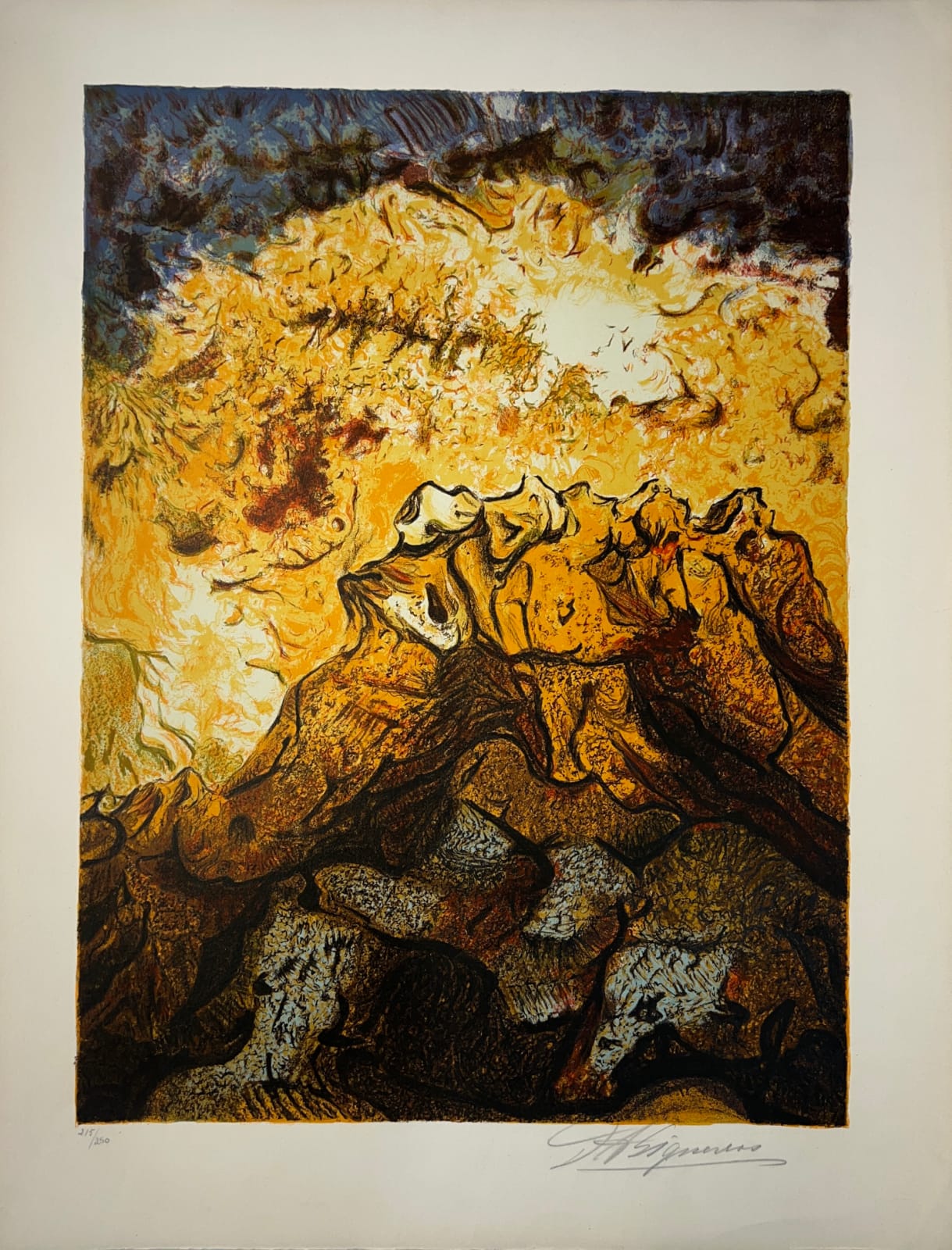 David Alfaro Siqueiros, "Volcán fosforescente", de la carpeta Mountain Suite, 1969