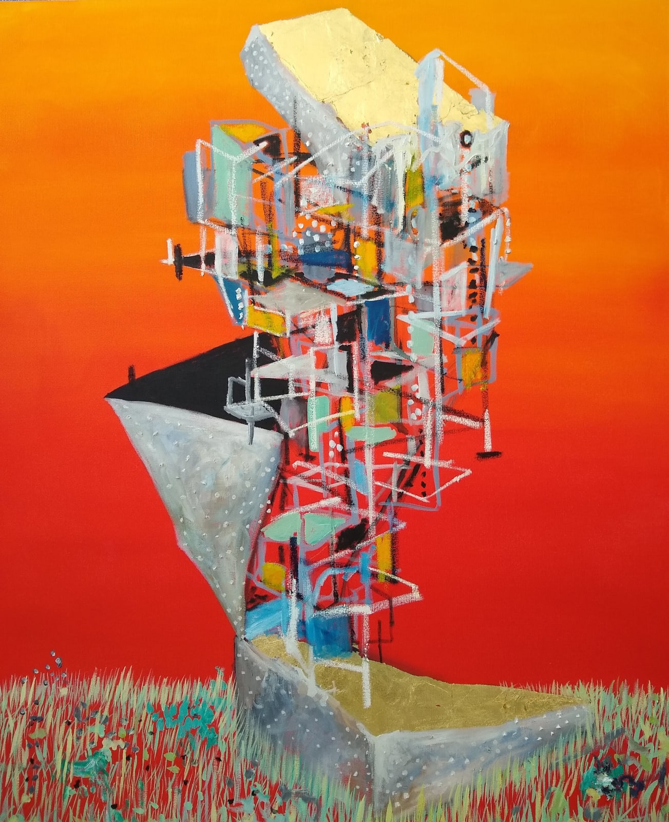 Paul Lozano, "Atardecer con torre", 2021