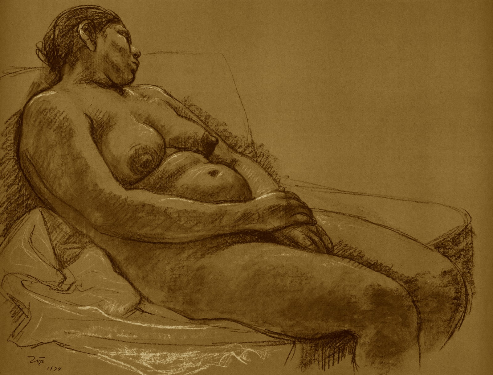 Francisco Zúñiga, "Desnudo recostado", 1974