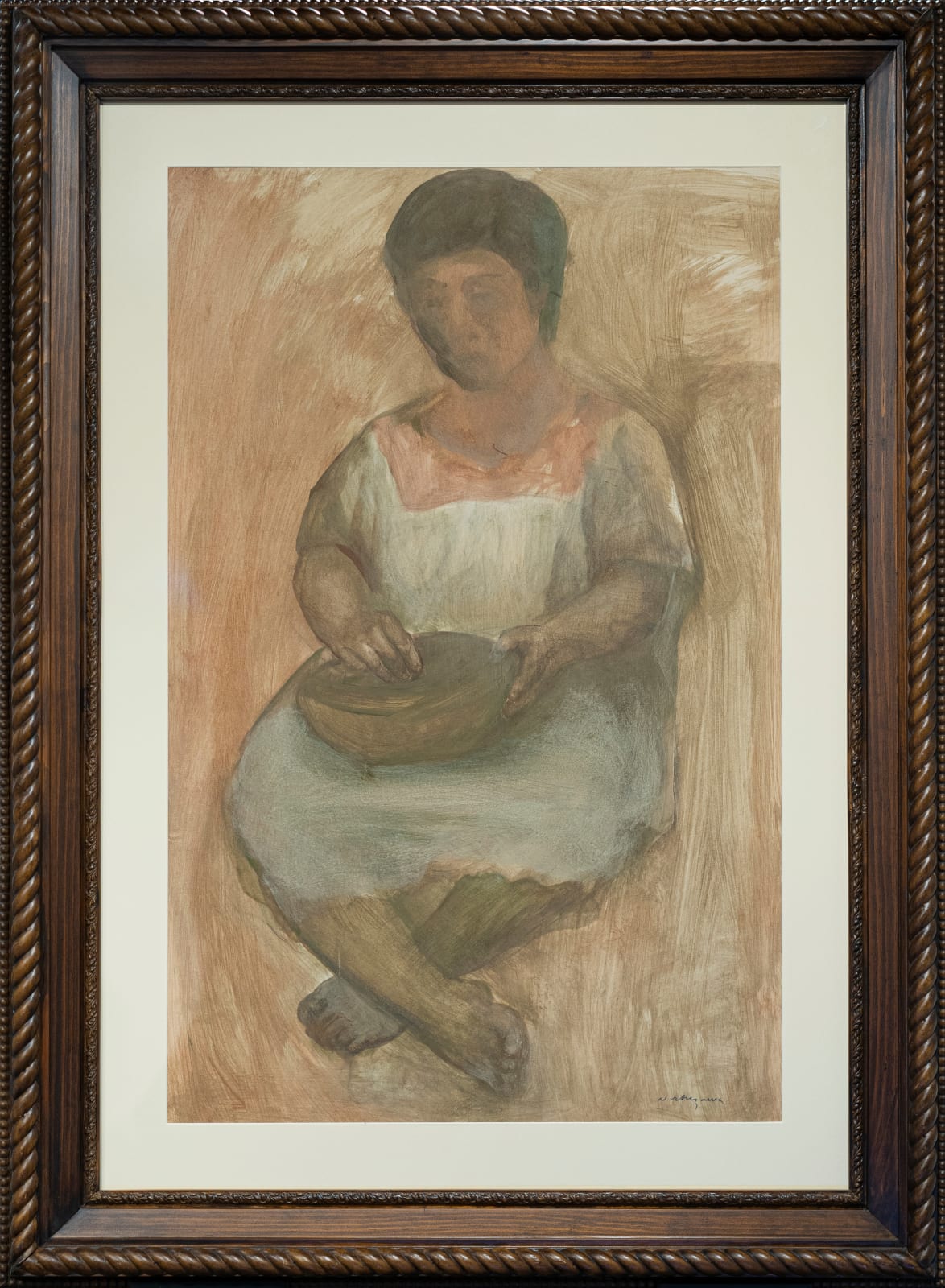 Luis Nishizawa, "Mujer sentada con canasto", ca.1980