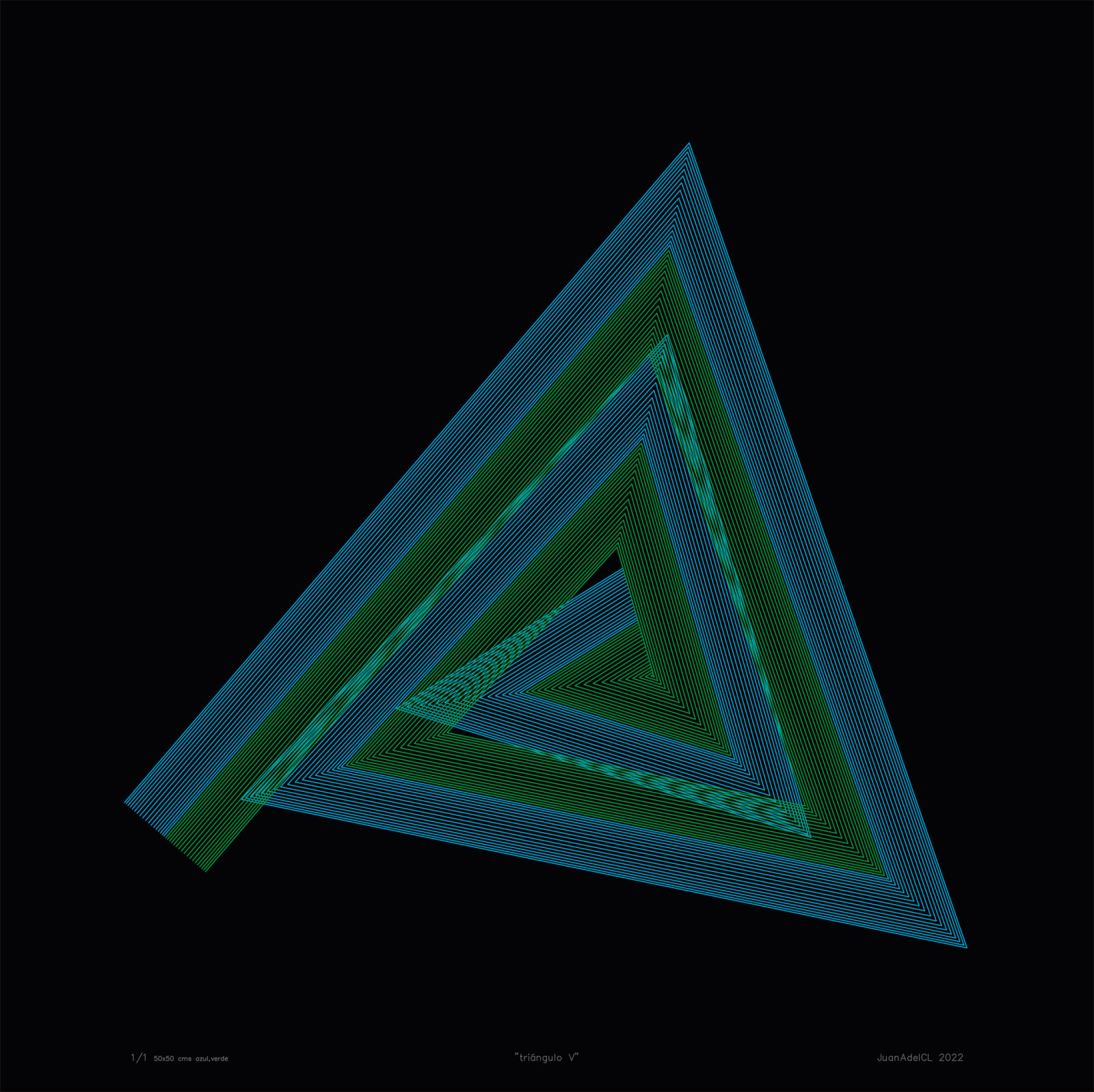 Juan Álvarez del Castillo, "Triángulo V" (Azul y verde), 2022