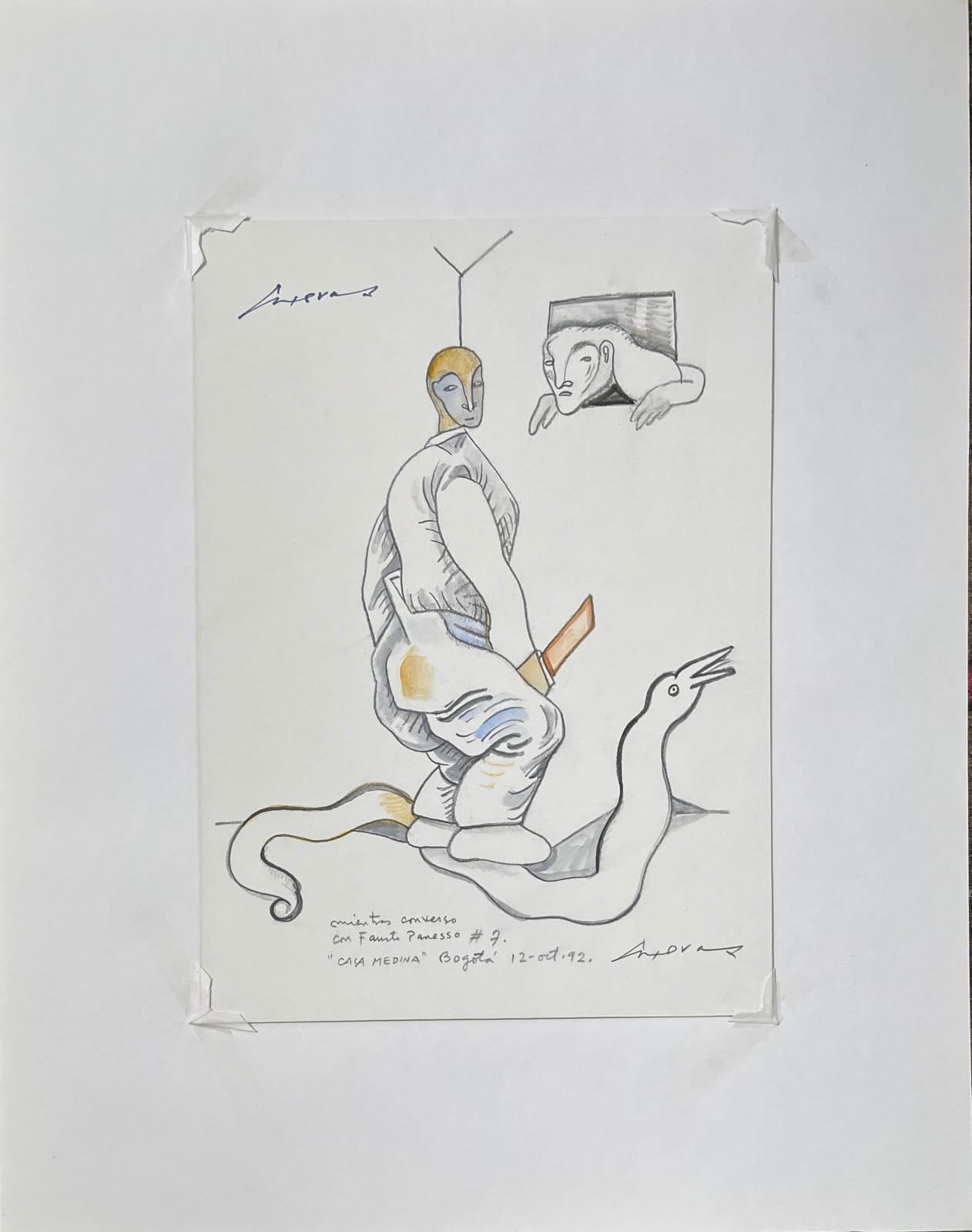 José Luis Cuevas, "Mientras converso en Fausto Panesso #7", 1992