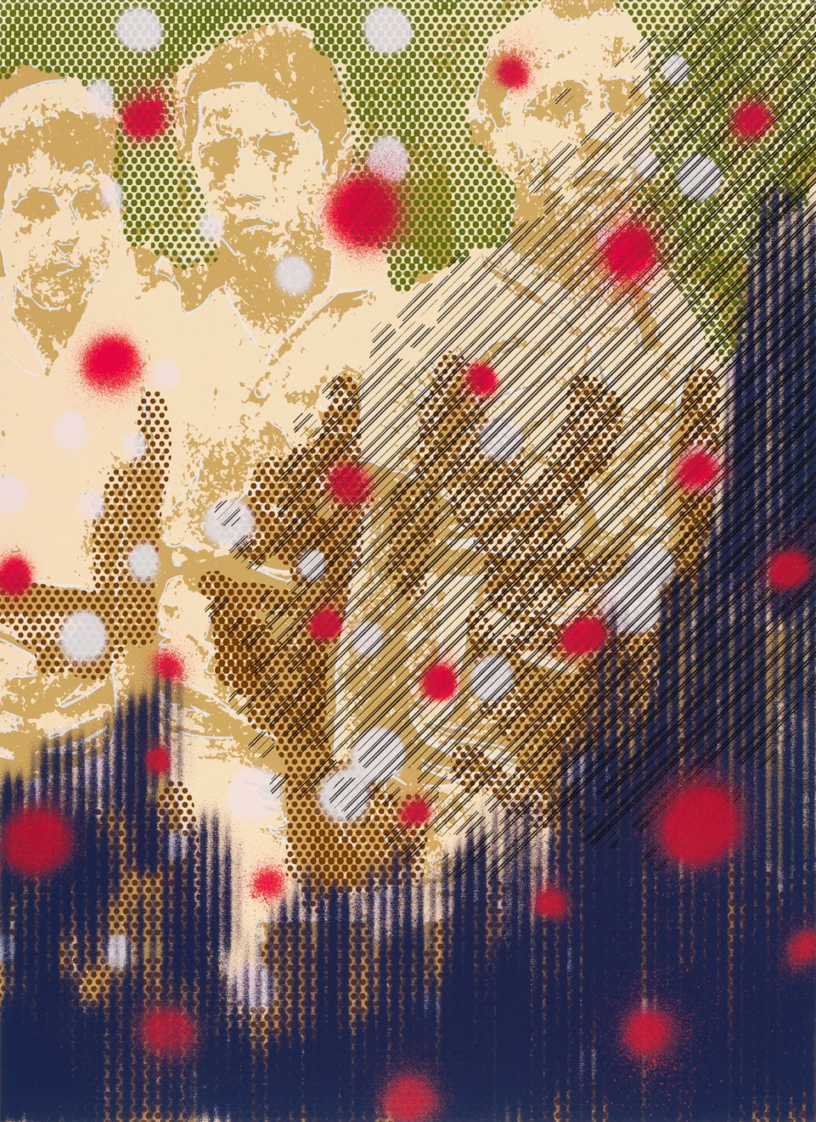Javier Areán, "Tres niños con puntos rojos", 2023