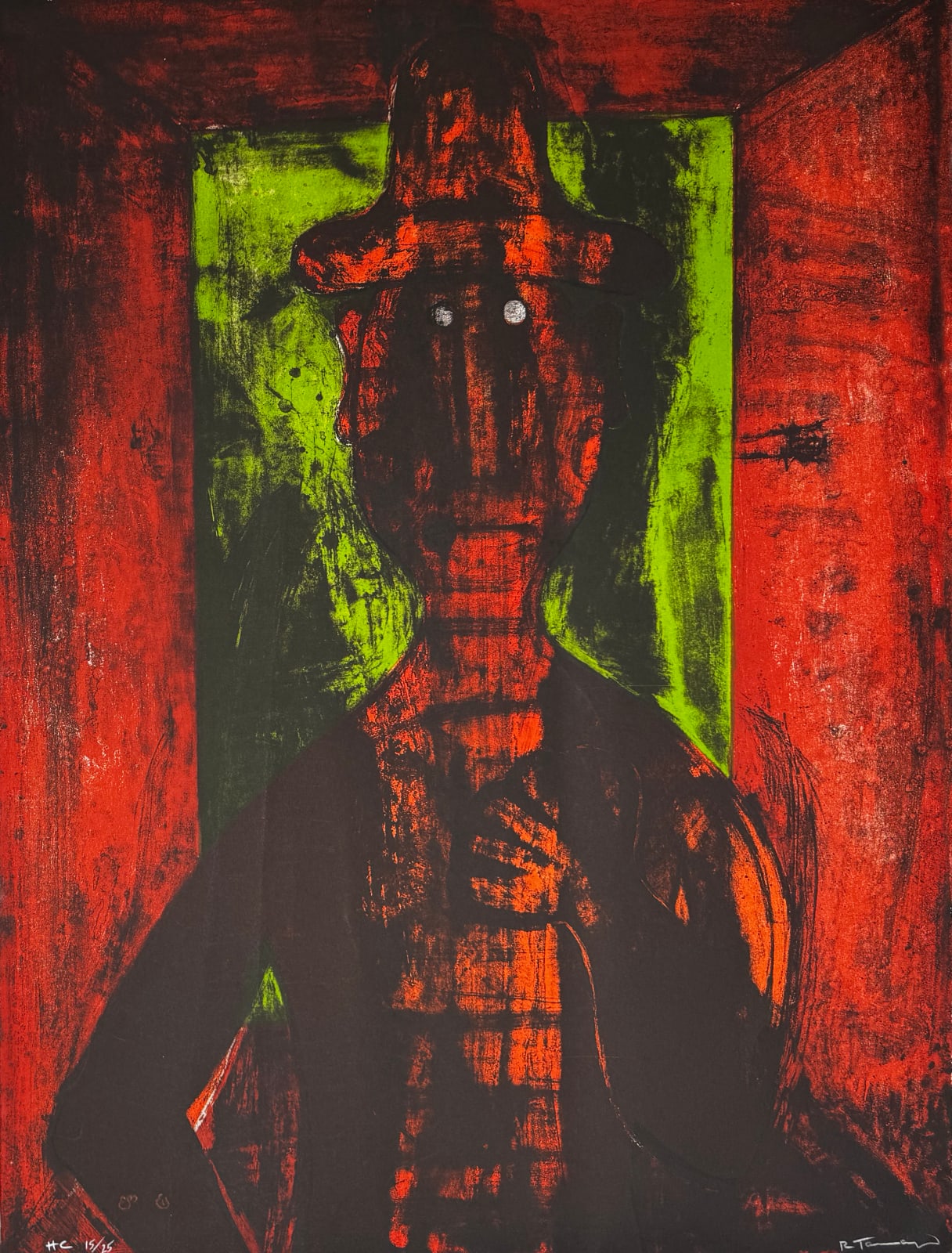 Rufino Tamayo, "Hombre en fondo verde
