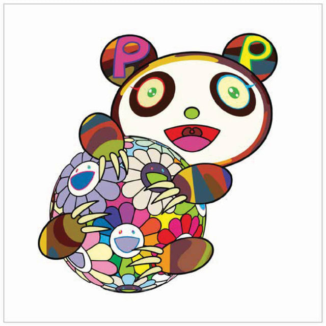 Takashi Murakami, A Panda Cub Hugging a Ball of Flowers, 2020